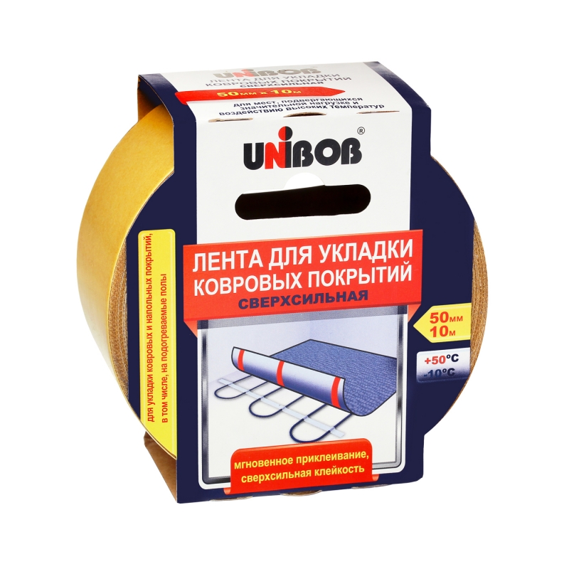 Скотч двухсторонний UNIBOB д/напол.покрытий 50х10м Скотч двухсторонний UNIBOB д/напол.покрытий 50х10м