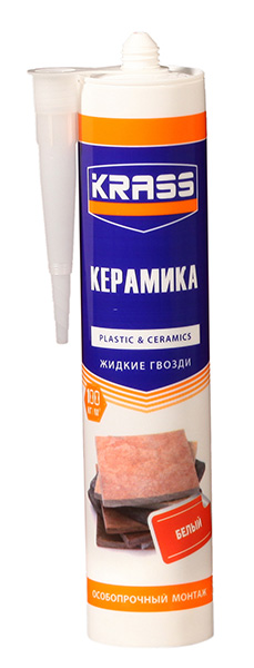 Клей монтажный KRASS керамика,пластик белый 300мл Клей монтажный KRASS керамика,пластик белый 300мл