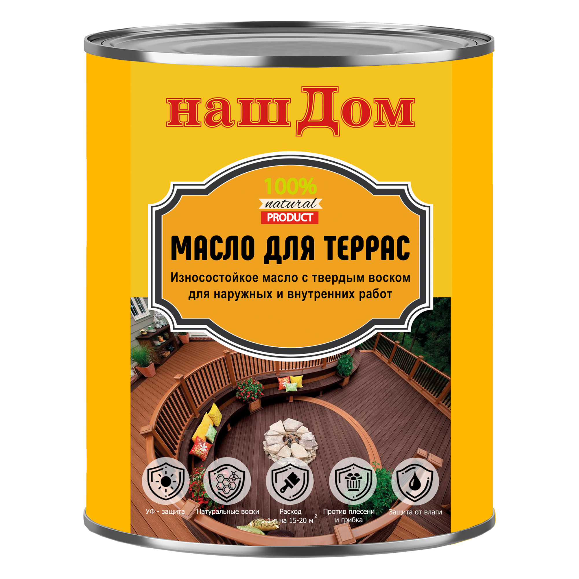 Масло для террас Наш Дом 0,75л Тик Масло для террас Наш Дом 0,75л Тик