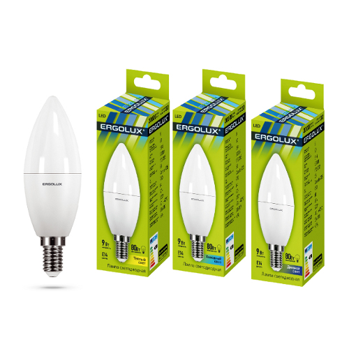 Лампа светод-ая Ergolux С35-9W-4500/Е14 свеча 13168 Лампа светод-ая Ergolux С35-9W-4500/Е14 свеча 13168